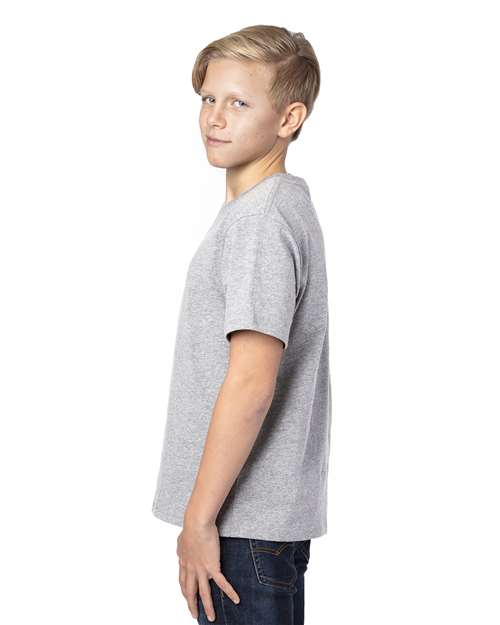 Threadfast Apparel 600A Heather Grey — on model side