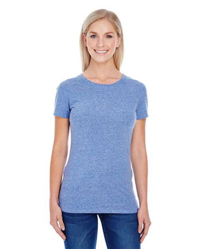 Threadfast Apparel 202A Navy Triblend — on model front