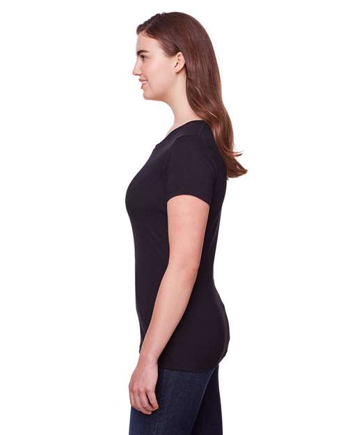 Threadfast Apparel 202A Solid Black Triblend — on model side