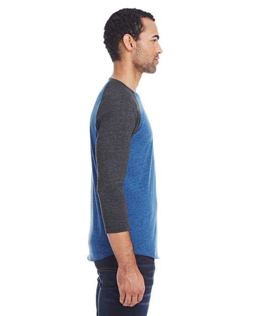Threadfast Apparel 302G Royal Black/ Black Triblend — on model side