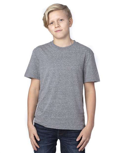 Threadfast Apparel 602A Grey Triblend — on model front