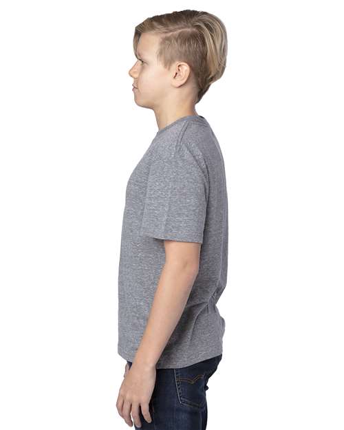 Threadfast Apparel 602A Grey Triblend — on model side