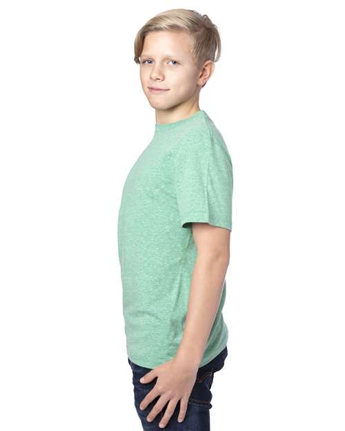 Threadfast Apparel 602A Green Triblend — on model side