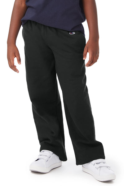 Youth Double Dry Eco® Open-Bottom Fleece Pant - Black