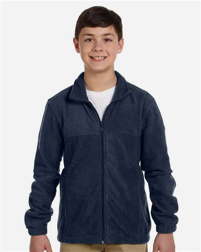 Harriton M990Y Navy — on model front