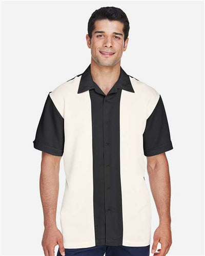 Harriton M575 Black/ Cream — on model front