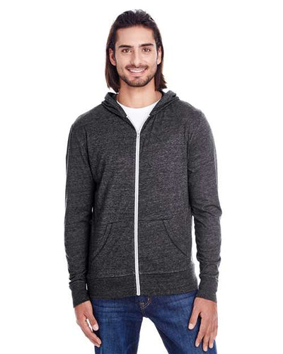 Threadfast Apparel 302Z Black Triblend — on model front