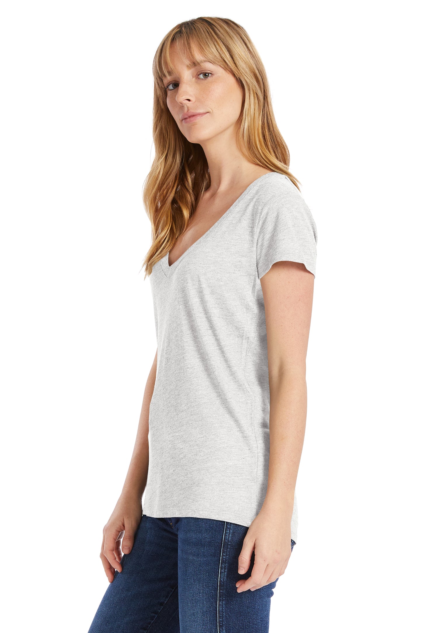 Women's Slinky-Jersey V-Neck T-Shirt - Oatmeal Heather