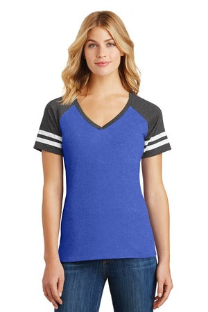 Women's Game V-Neck Tee - Heather True Royal / Hecha