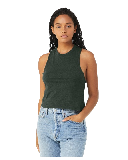Women's Racerback Cropped Tank - Heather Forest