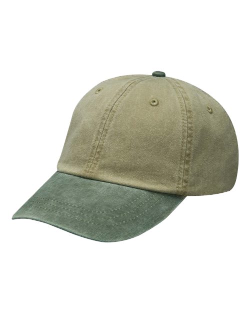 Adams Headwear LP101 Khaki/ Spruce Green — front