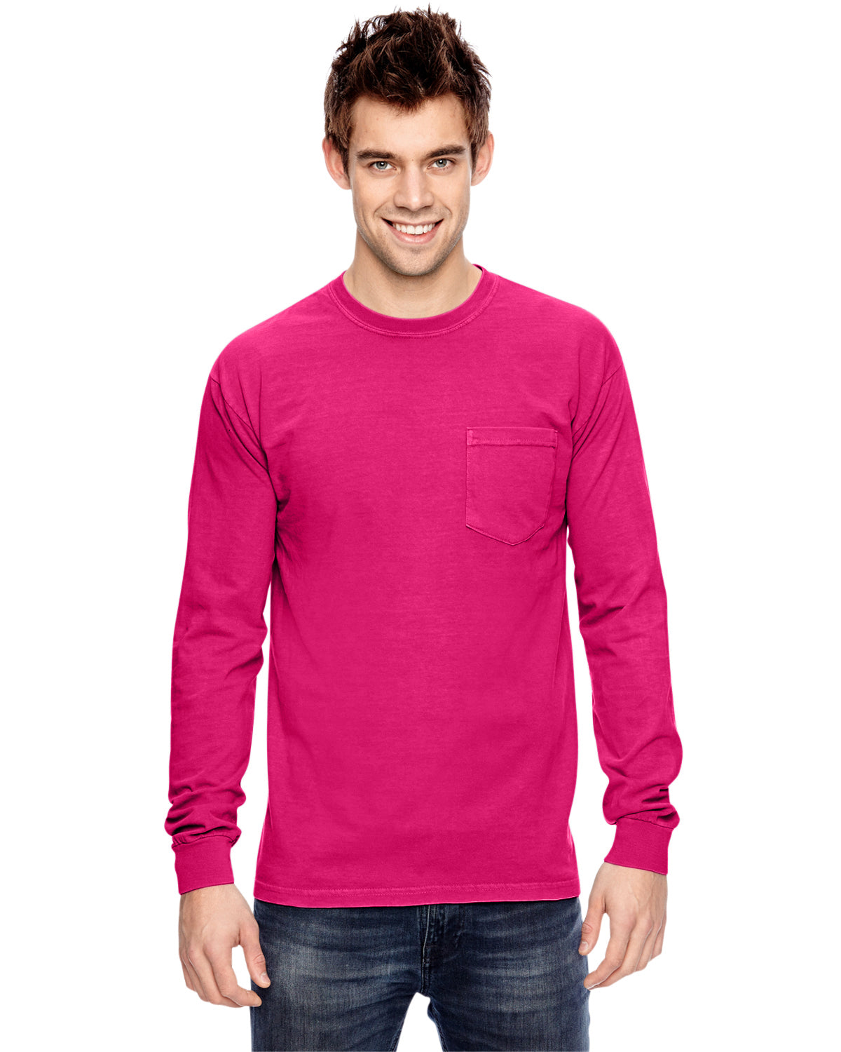 Unisex Heavyweight RS Long-Sleeve Pocket T-Shirt - Heliconia