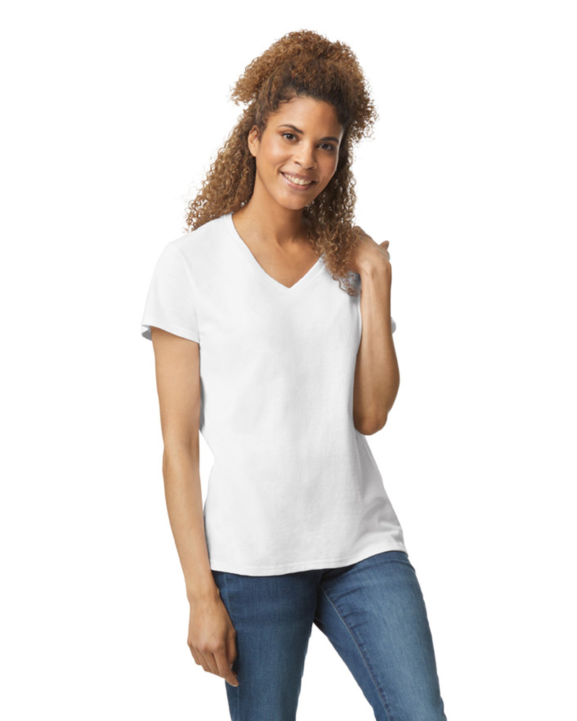 Women's Heavy Cotton™ V-Neck T-Shirt - White