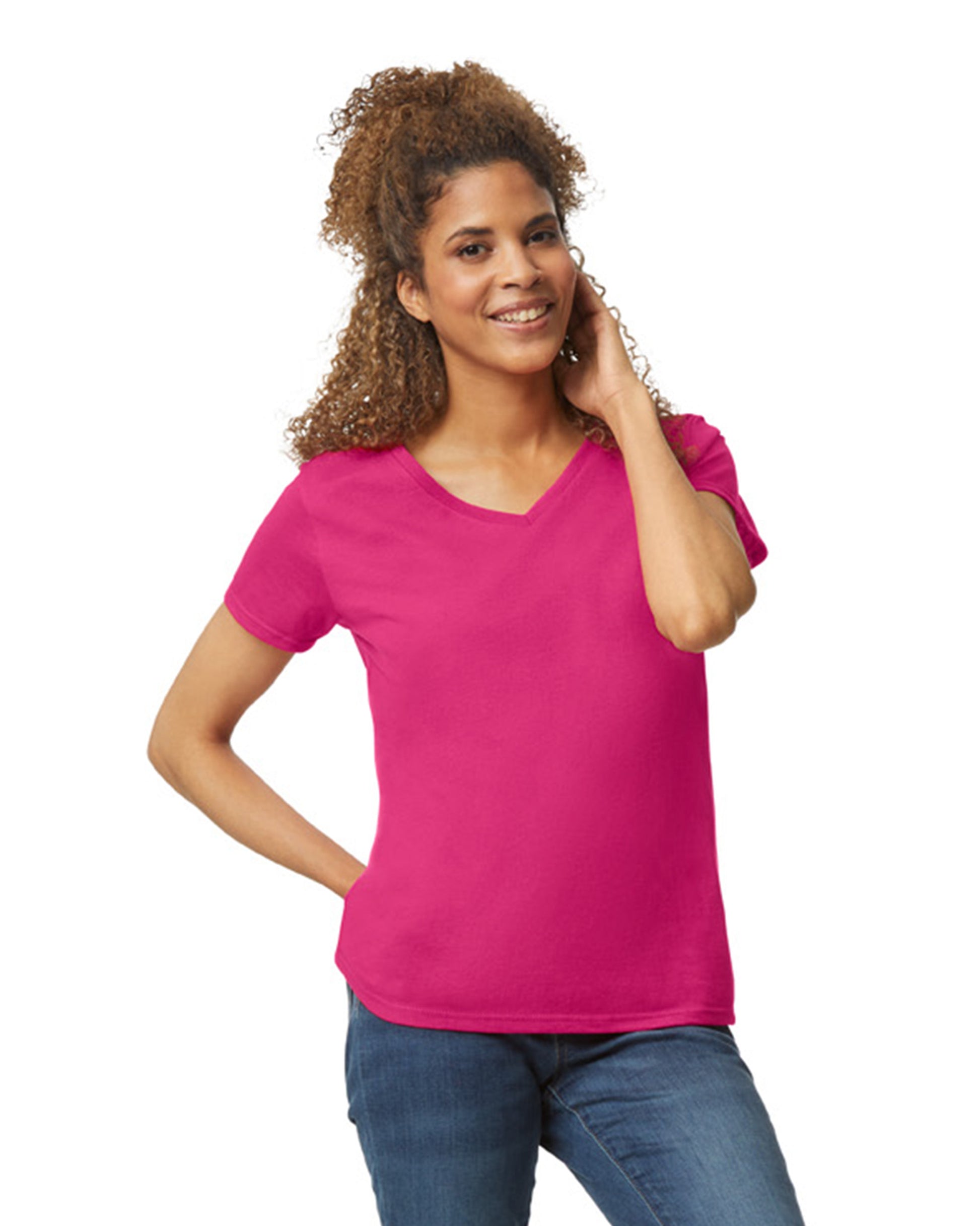 Women's Heavy Cotton™ V-Neck T-Shirt - Heliconia