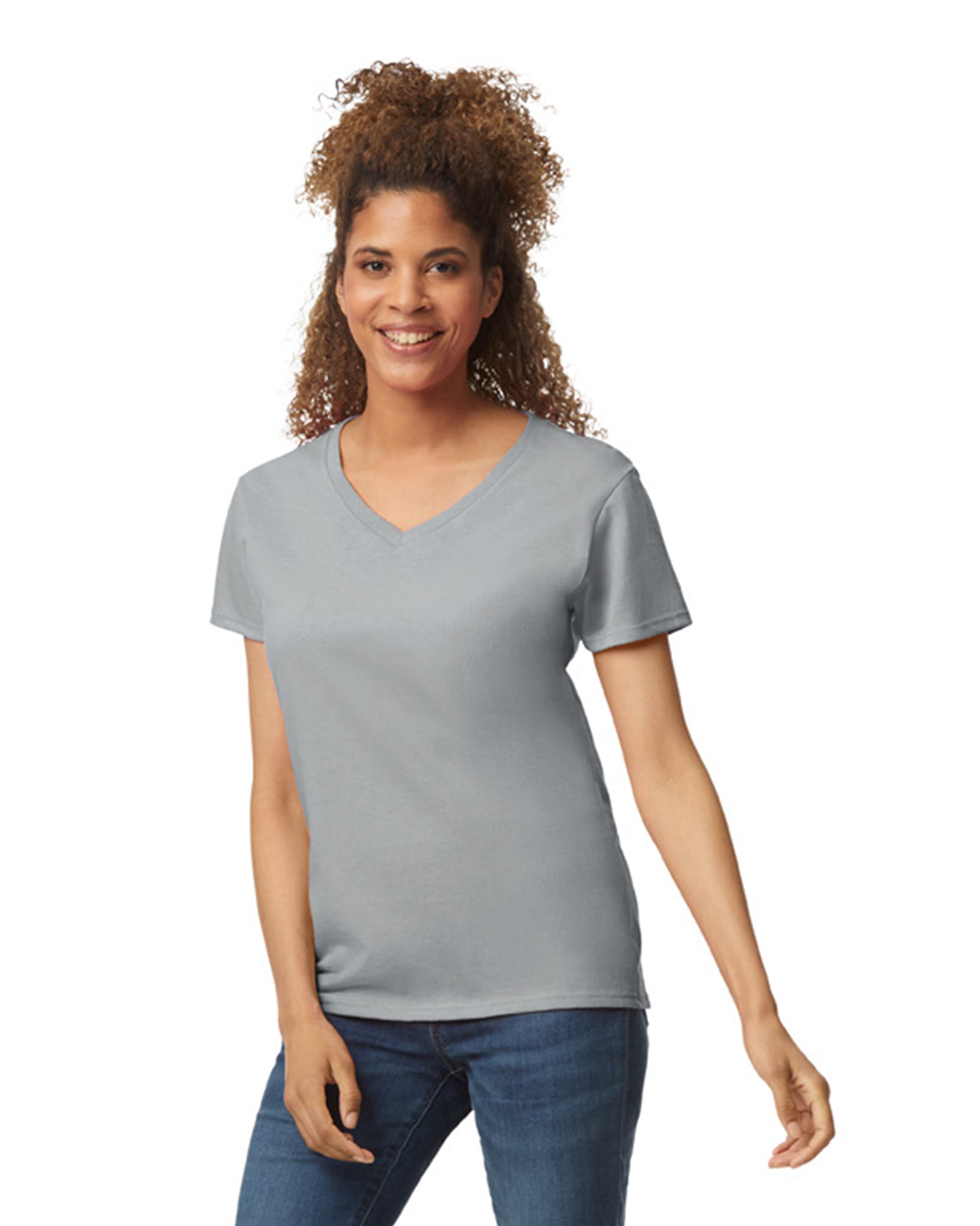 Women's Heavy Cotton™ V-Neck T-Shirt - Sport Gray