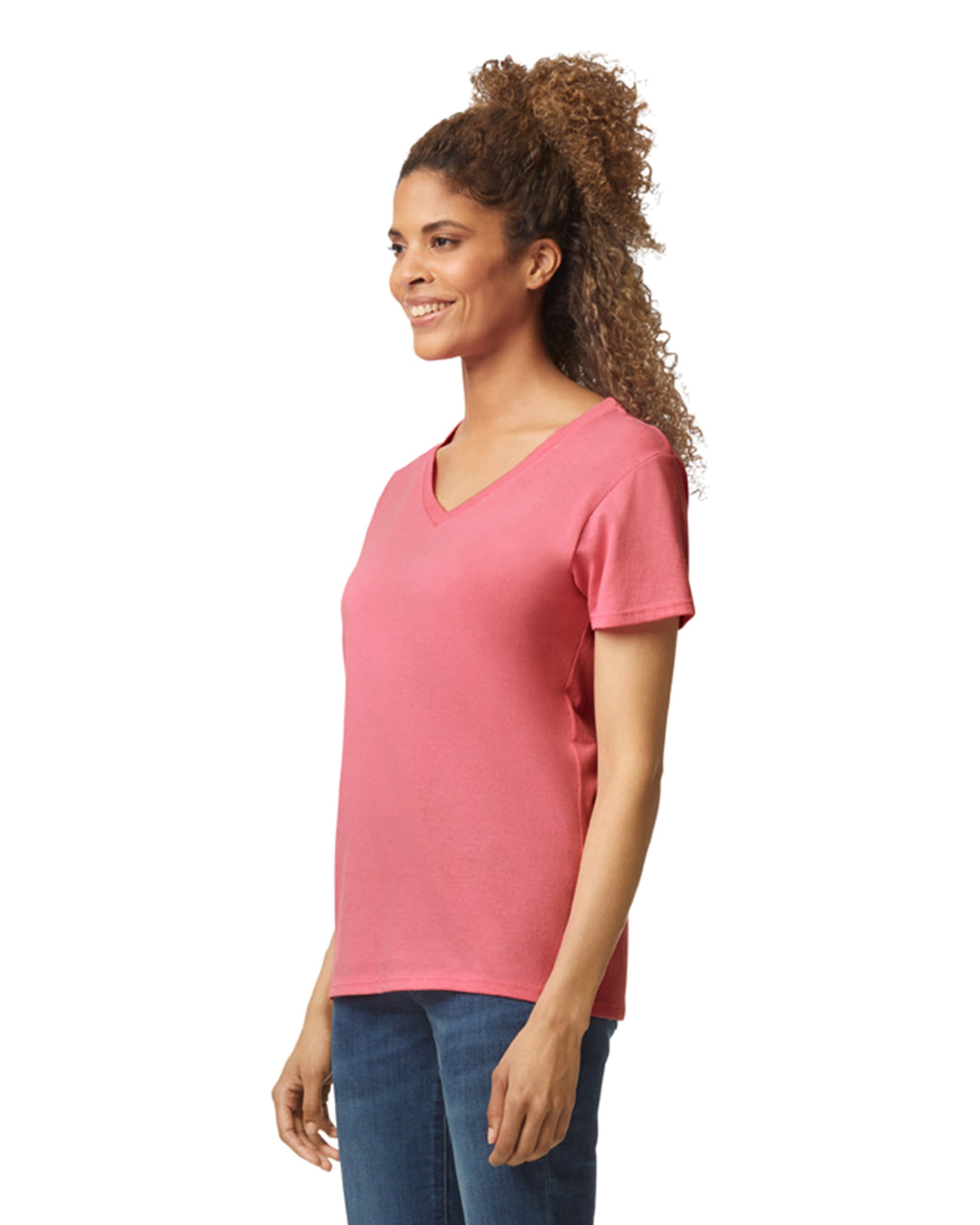 Women's Heavy Cotton™ V-Neck T-Shirt - Coral Silk