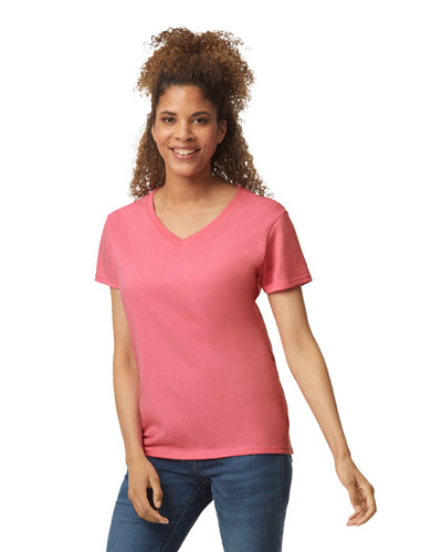 Women's Heavy Cotton™ V-Neck T-Shirt - Coral Silk