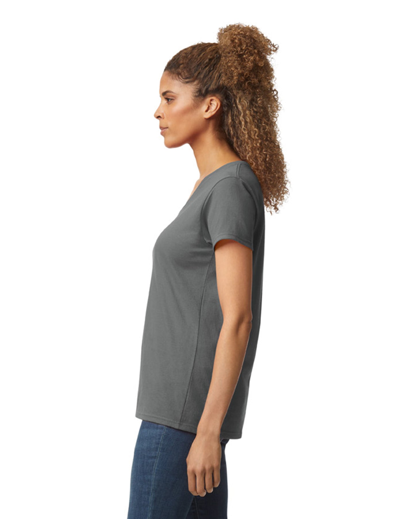 Women's Heavy Cotton™ V-Neck T-Shirt - Charcoal