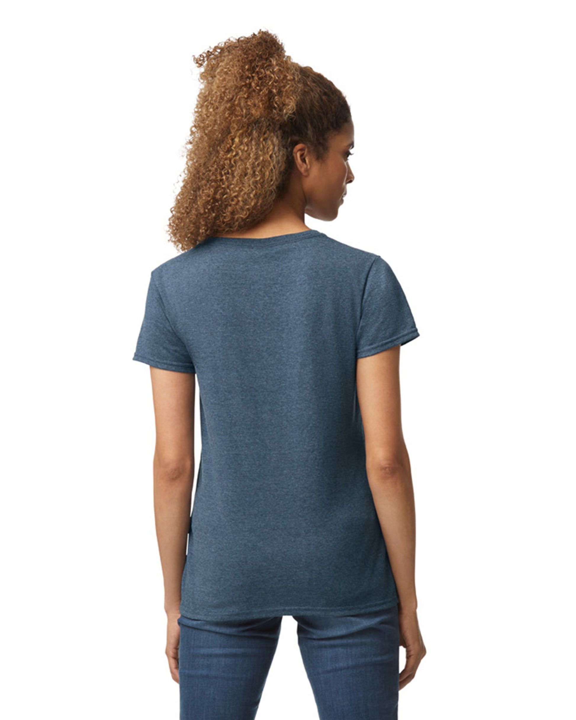 Women's Heavy Cotton™ V-Neck T-Shirt - Heather Navy