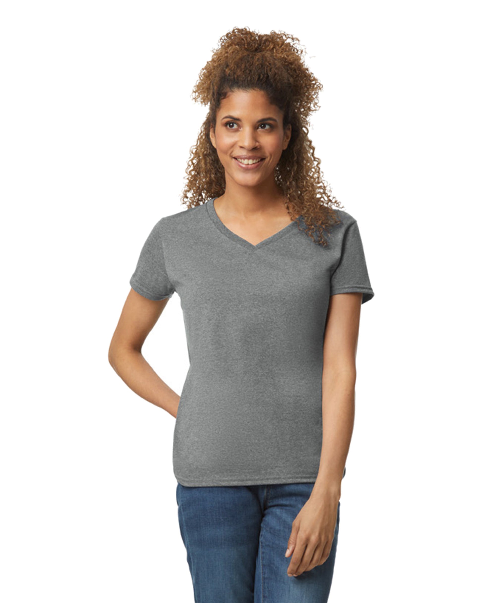 Women's Heavy Cotton™ V-Neck T-Shirt - Graphite Heather