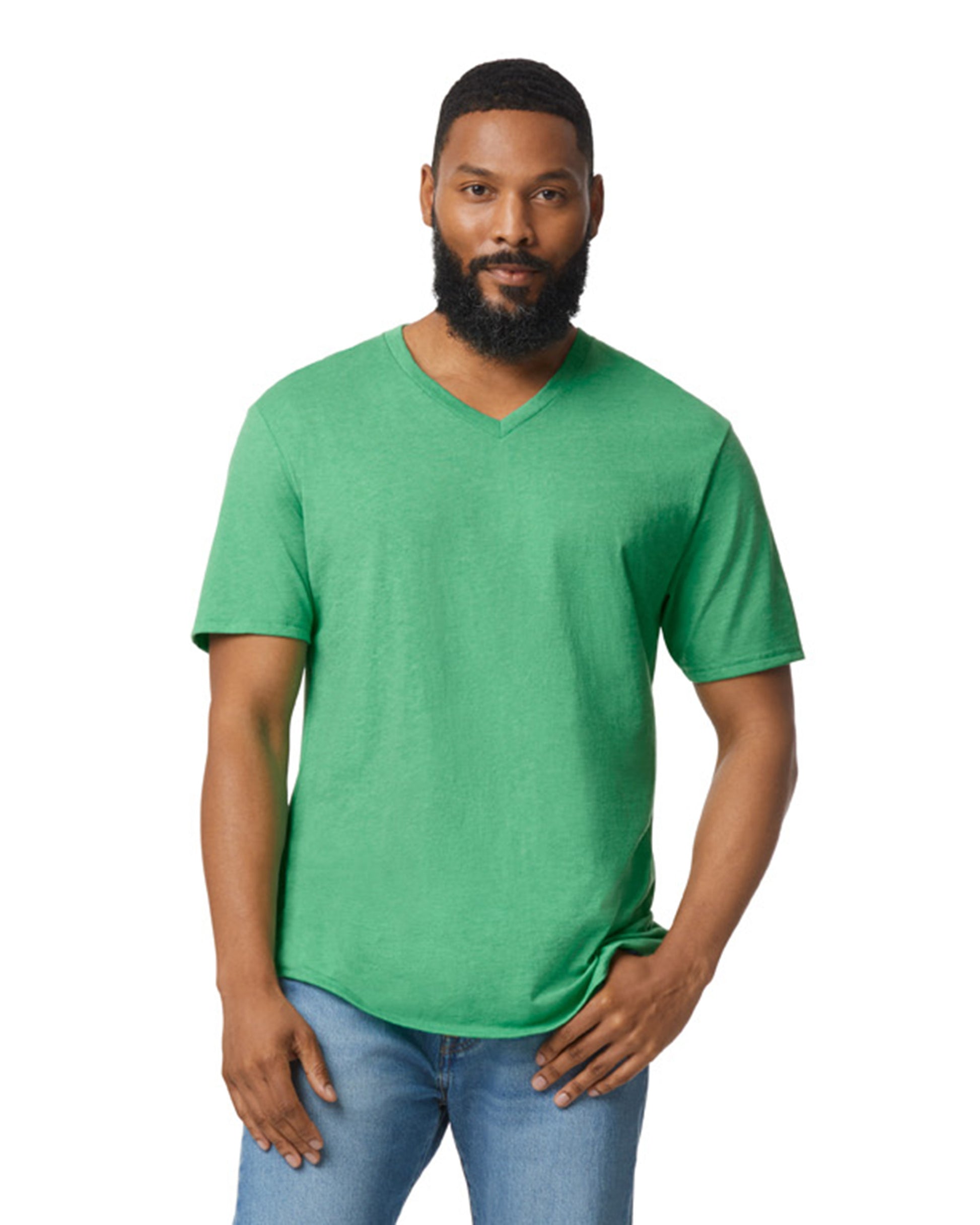 Unisex Softstyle® V-Neck T-Shirt - Heather Irish Green