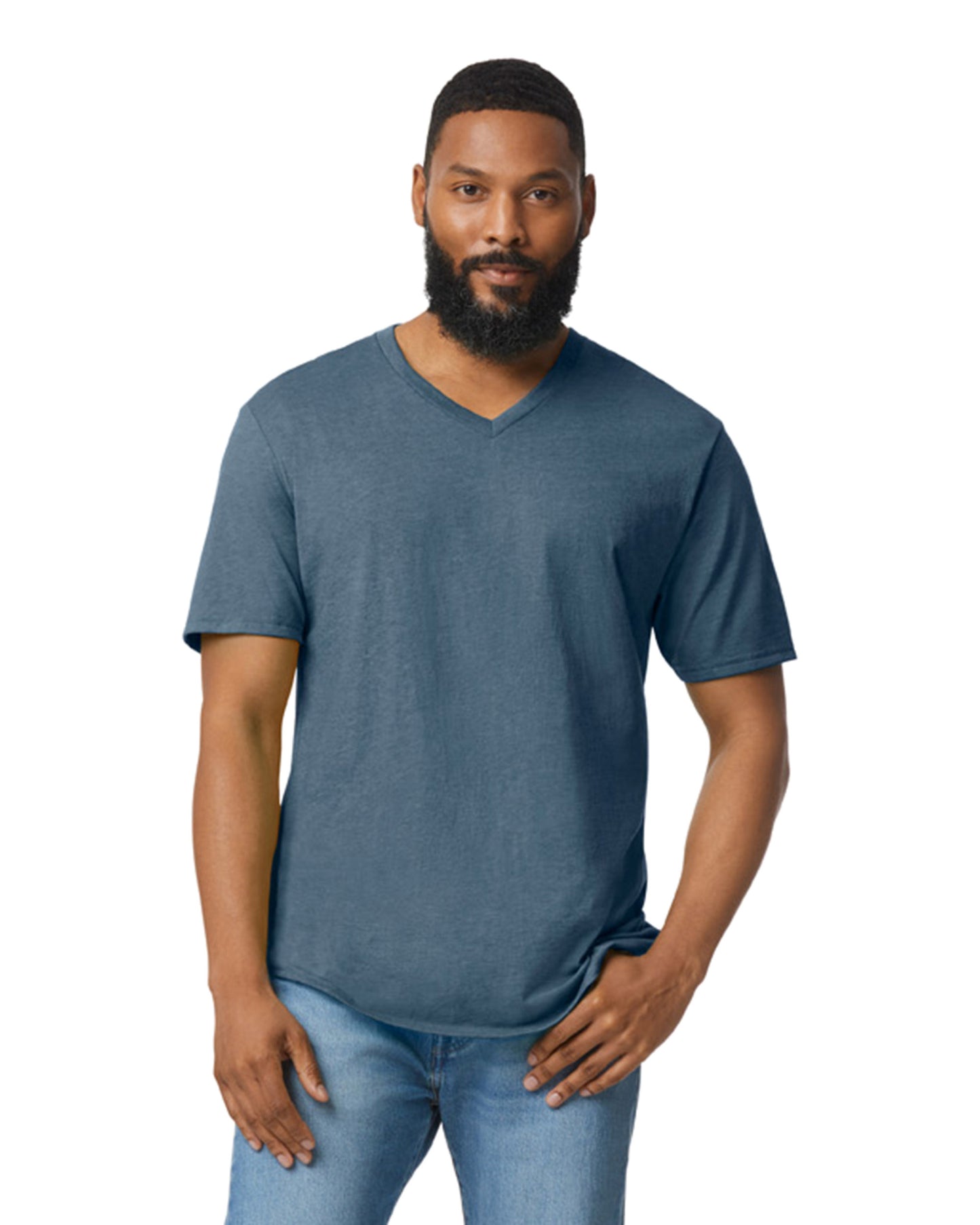 Unisex Softstyle® V-Neck T-Shirt - Heather Navy