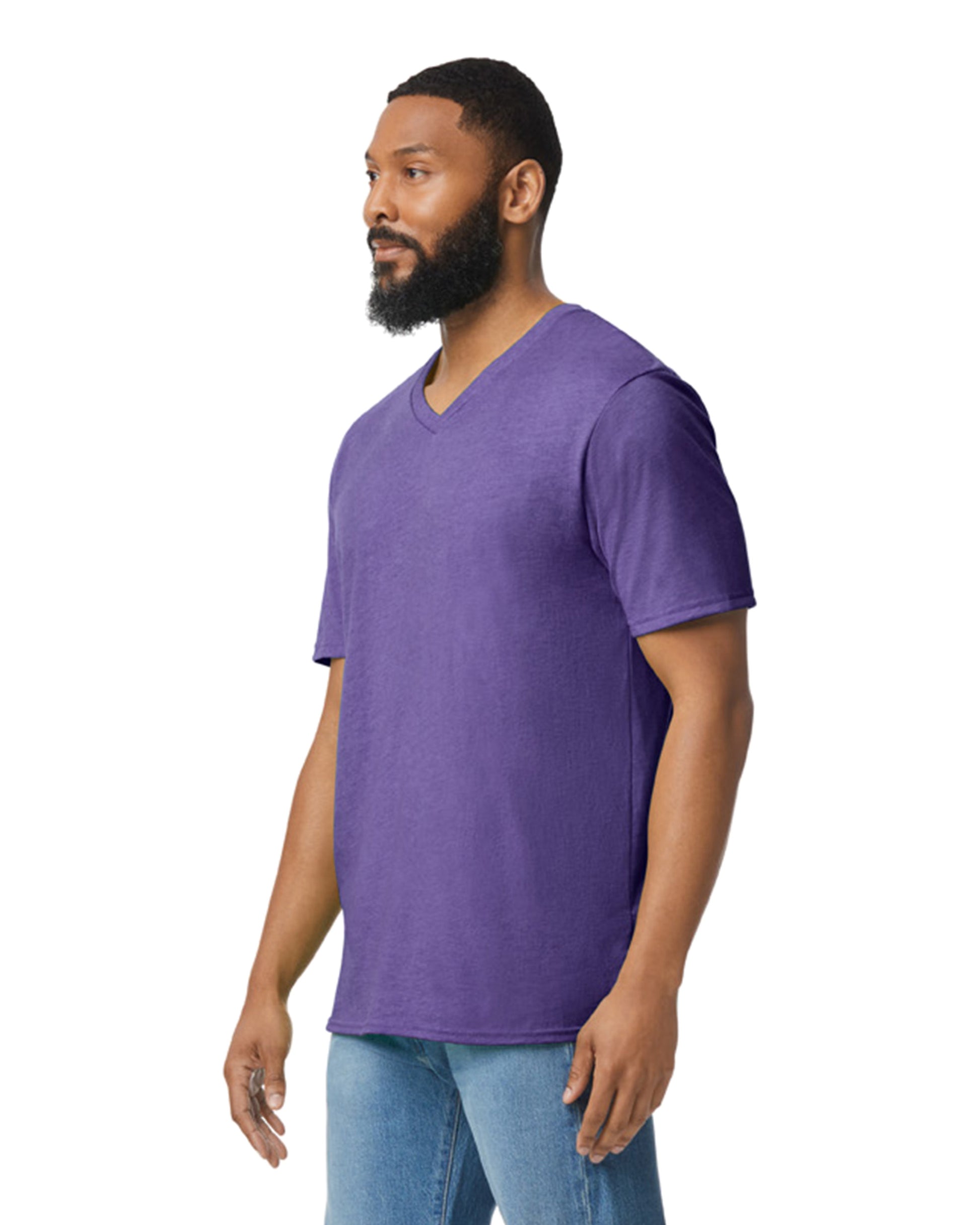 Unisex Softstyle® V-Neck T-Shirt - Heather Purple