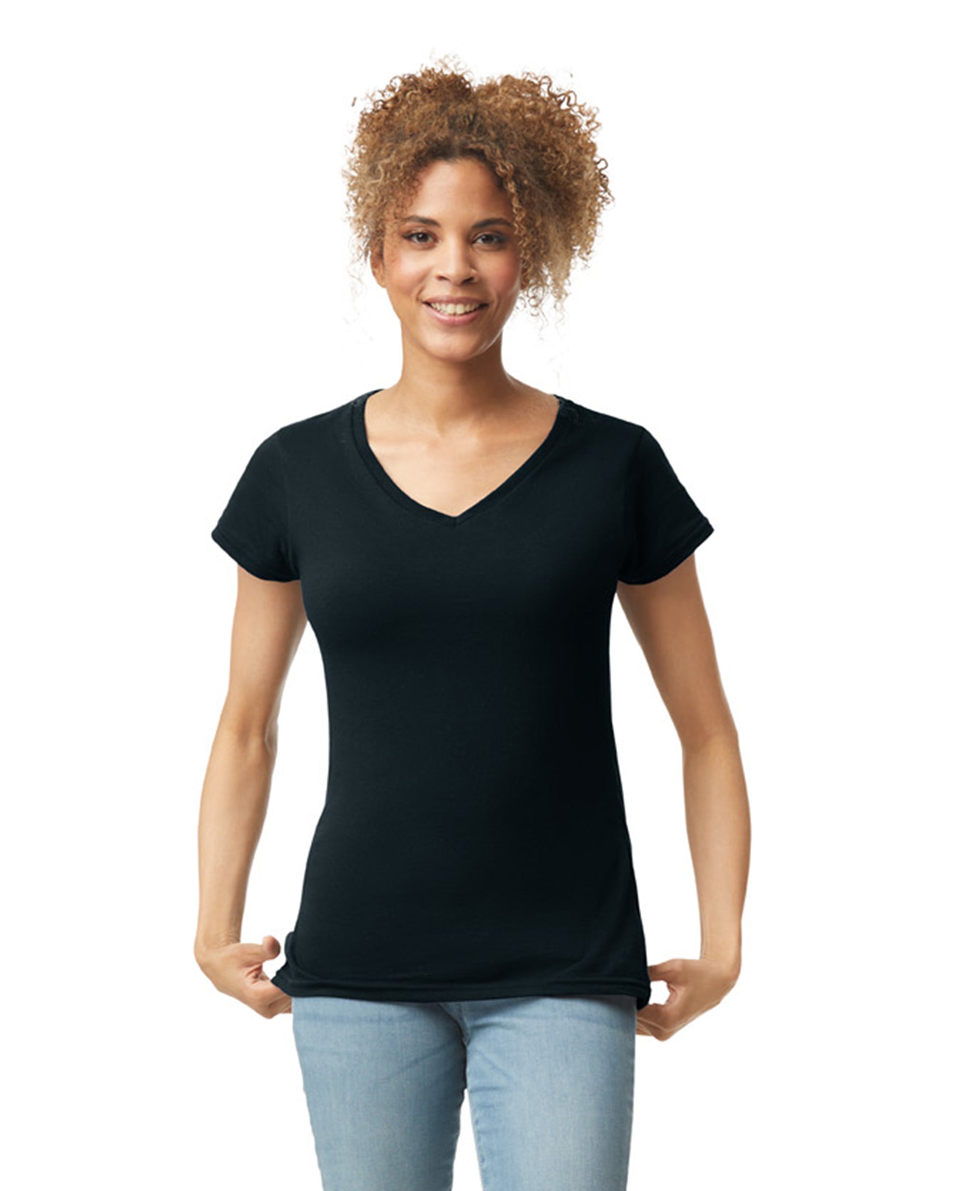 Women's SoftStyle® Fitted V-Neck T-Shirt - Black