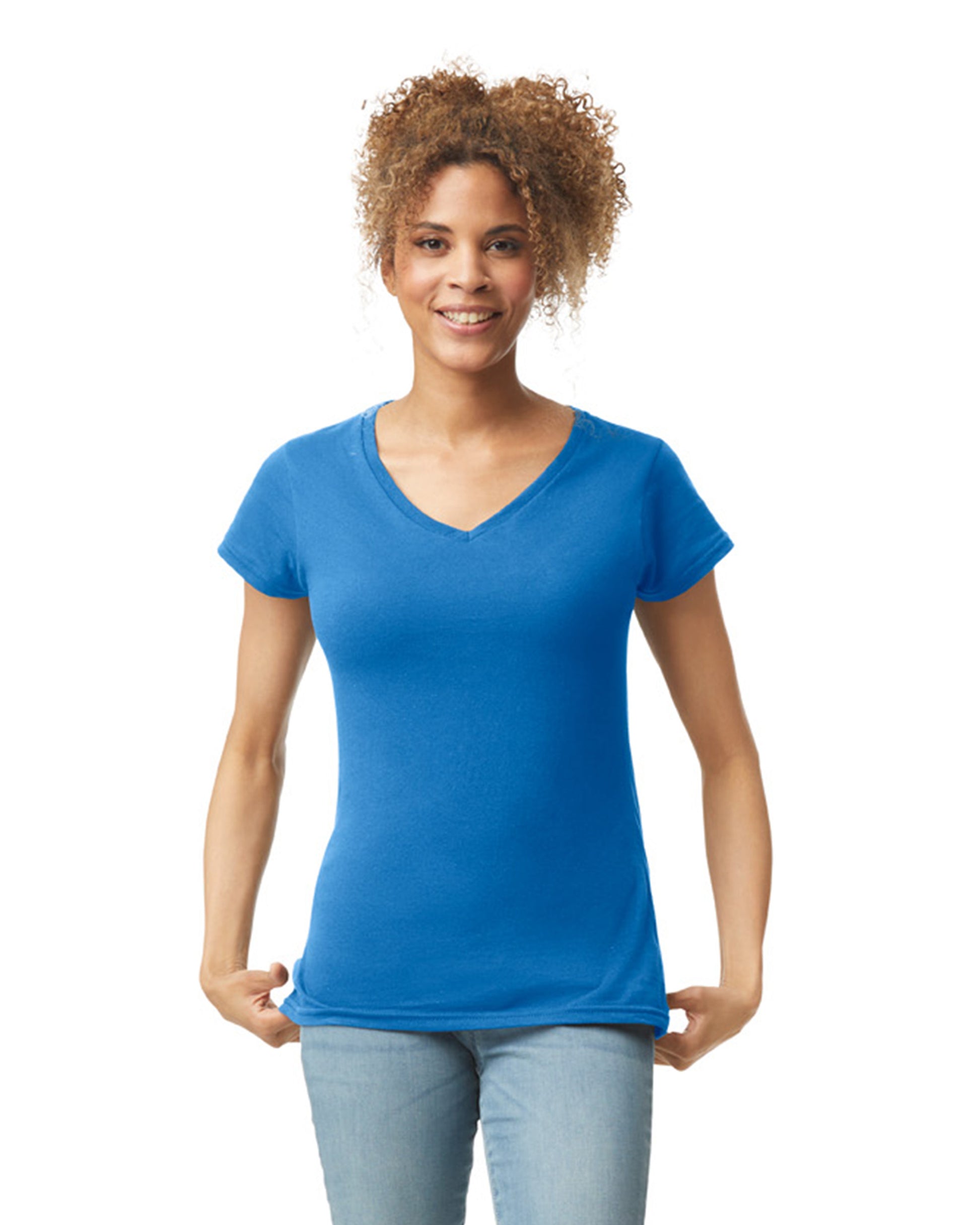 Women's SoftStyle® Fitted V-Neck T-Shirt - Royal Blue