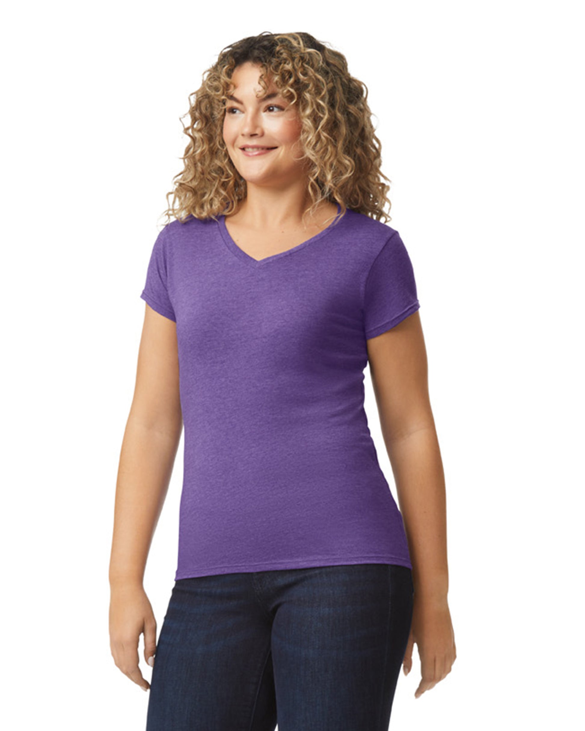 Women's SoftStyle® Fitted V-Neck T-Shirt - Heather Purple