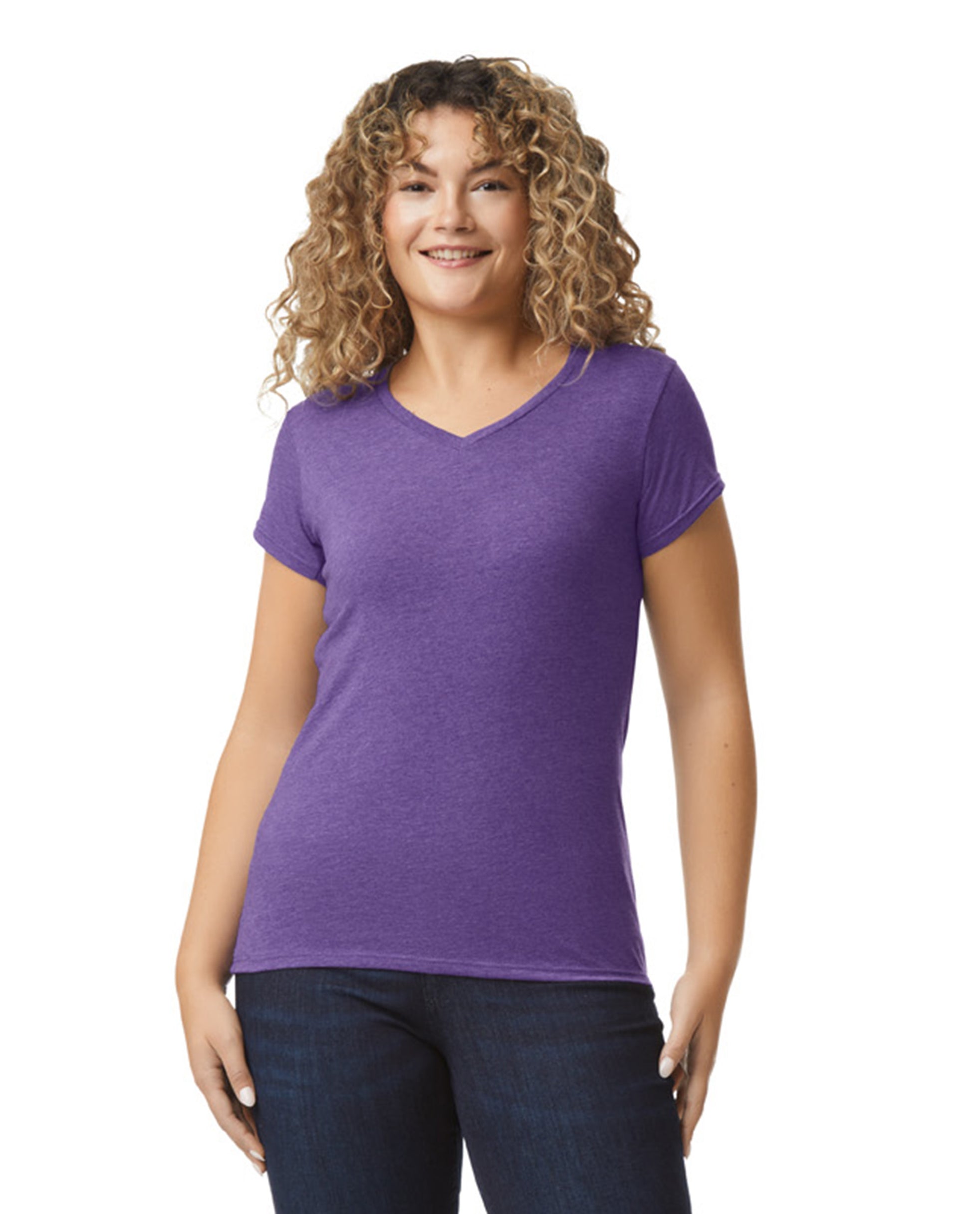 Women's SoftStyle® Fitted V-Neck T-Shirt - Heather Purple