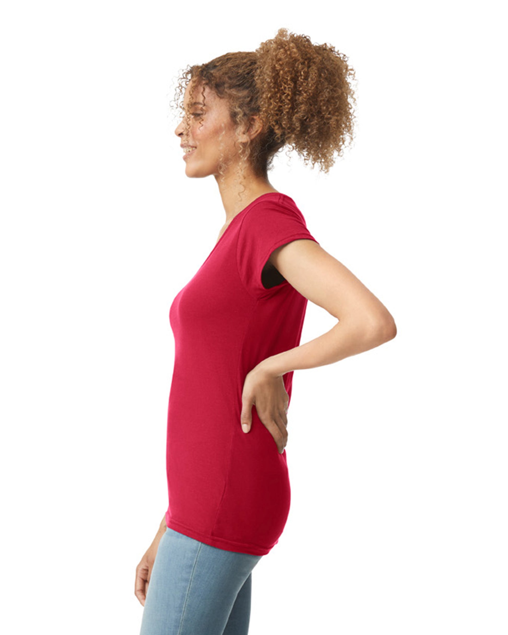 Women's SoftStyle® Fitted V-Neck T-Shirt - Cherry Red