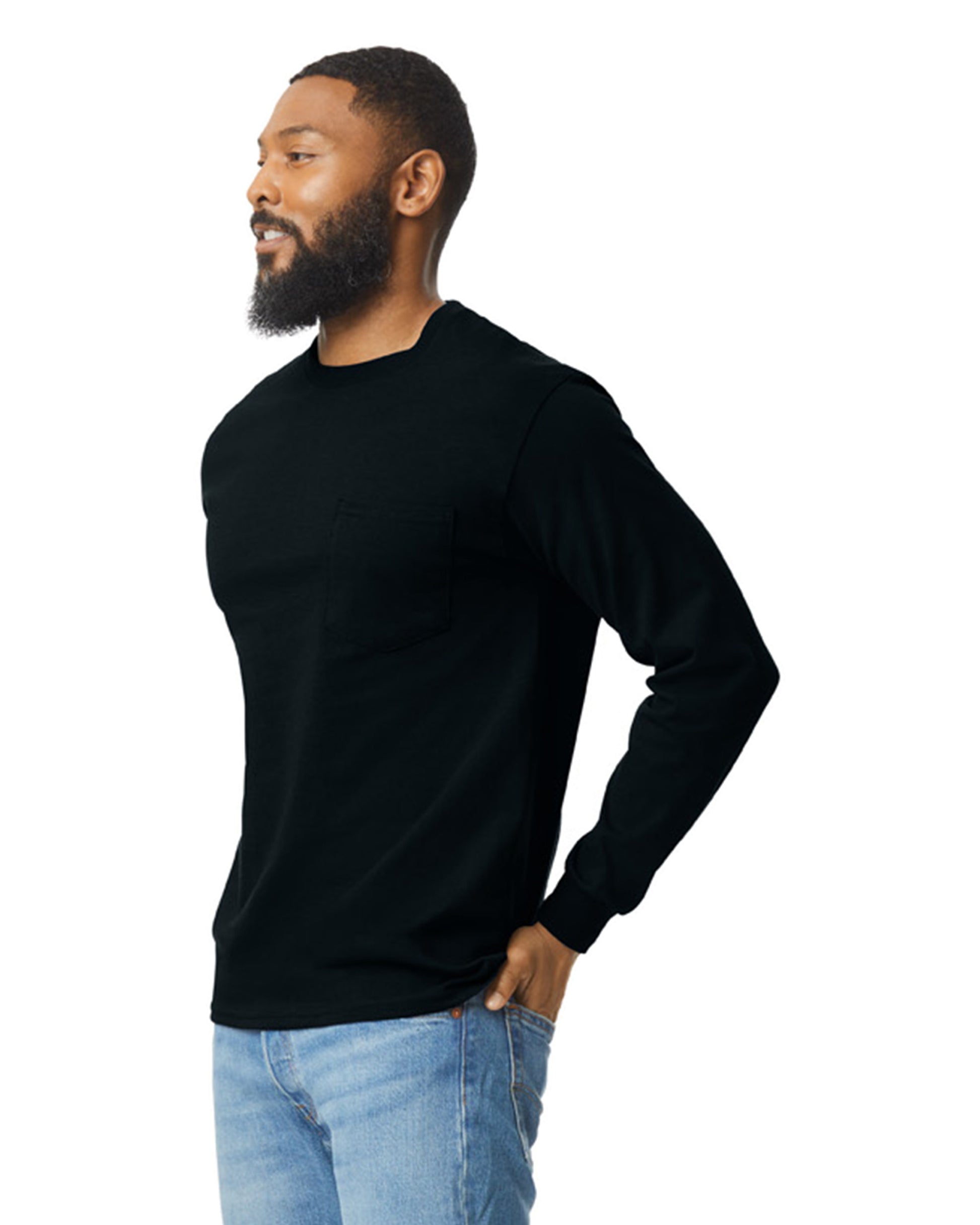 Unisex Ultra Cotton® Long-Sleeve Pocket T-Shirt - Black