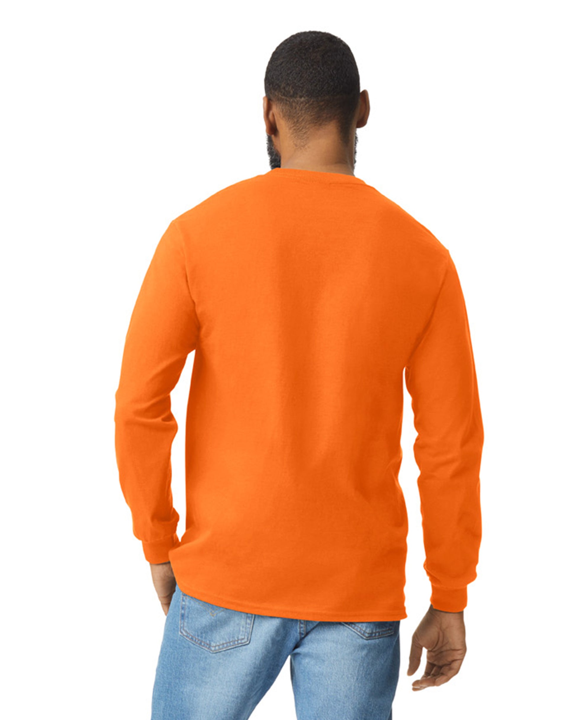 Unisex Ultra Cotton® Long-Sleeve Pocket T-Shirt - High Viz Safety Orange
