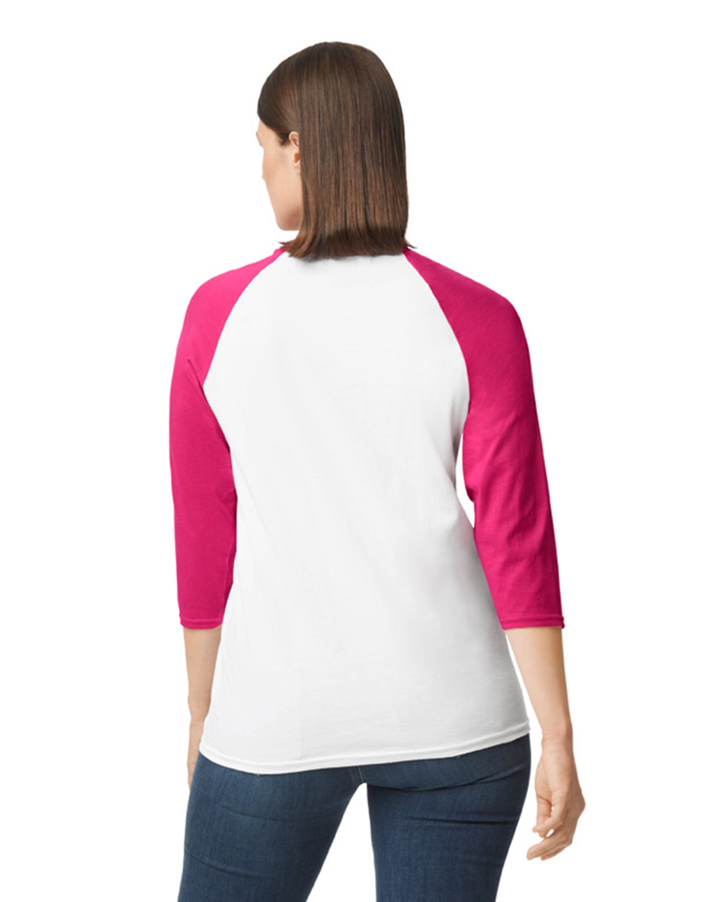 Unisex Heavy Cotton��� 3/4-Raglan Sleeve T-Shirt - White / Heliconia