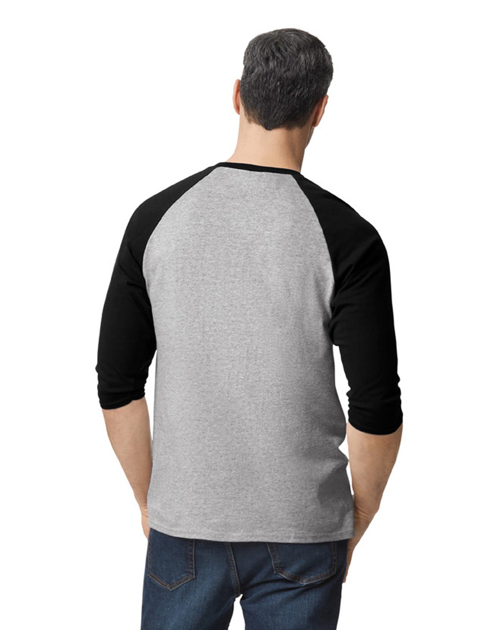 Unisex Heavy Cotton��� 3/4-Raglan Sleeve T-Shirt - Sport Gray / Black