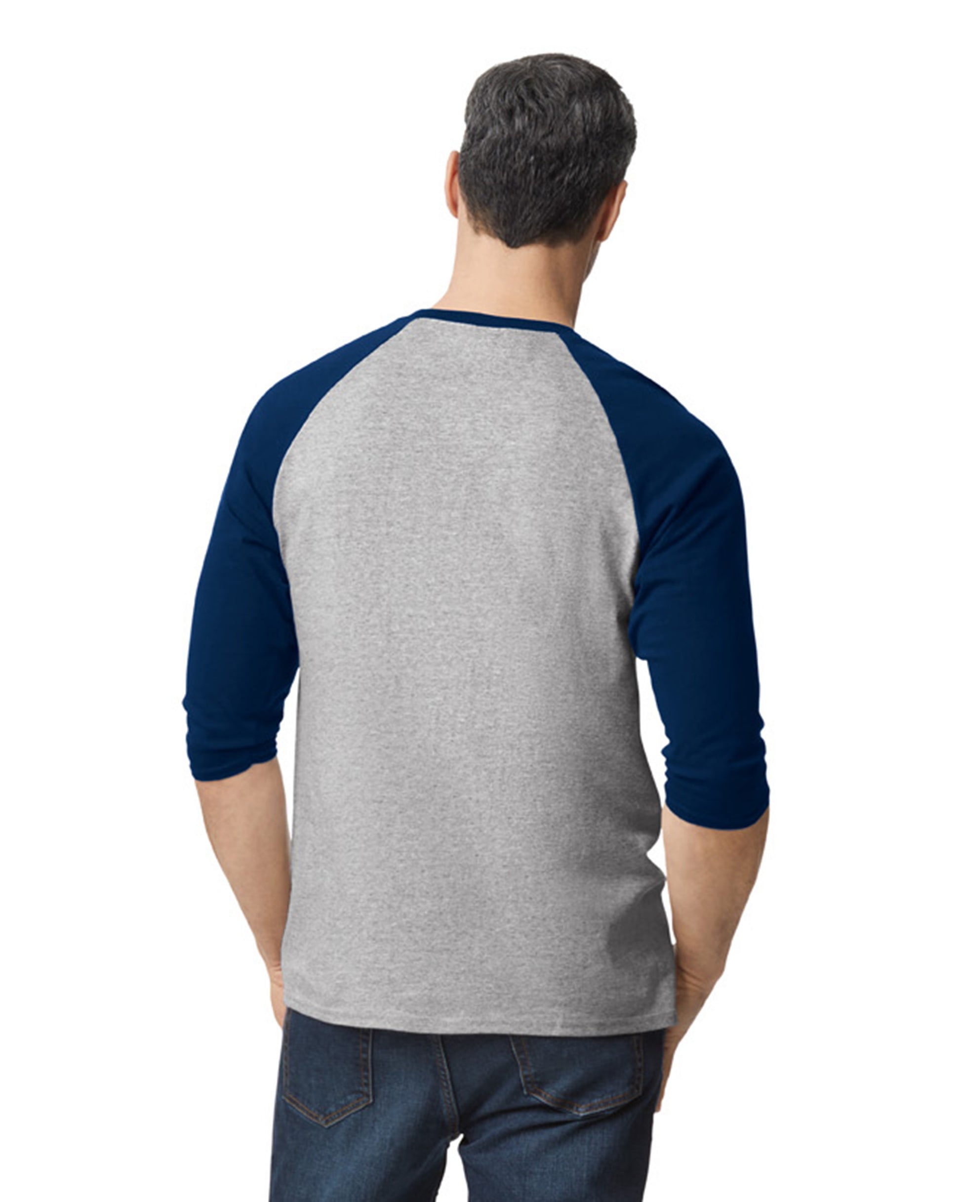 Unisex Heavy Cotton��� 3/4-Raglan Sleeve T-Shirt - Sport Gray / Navy