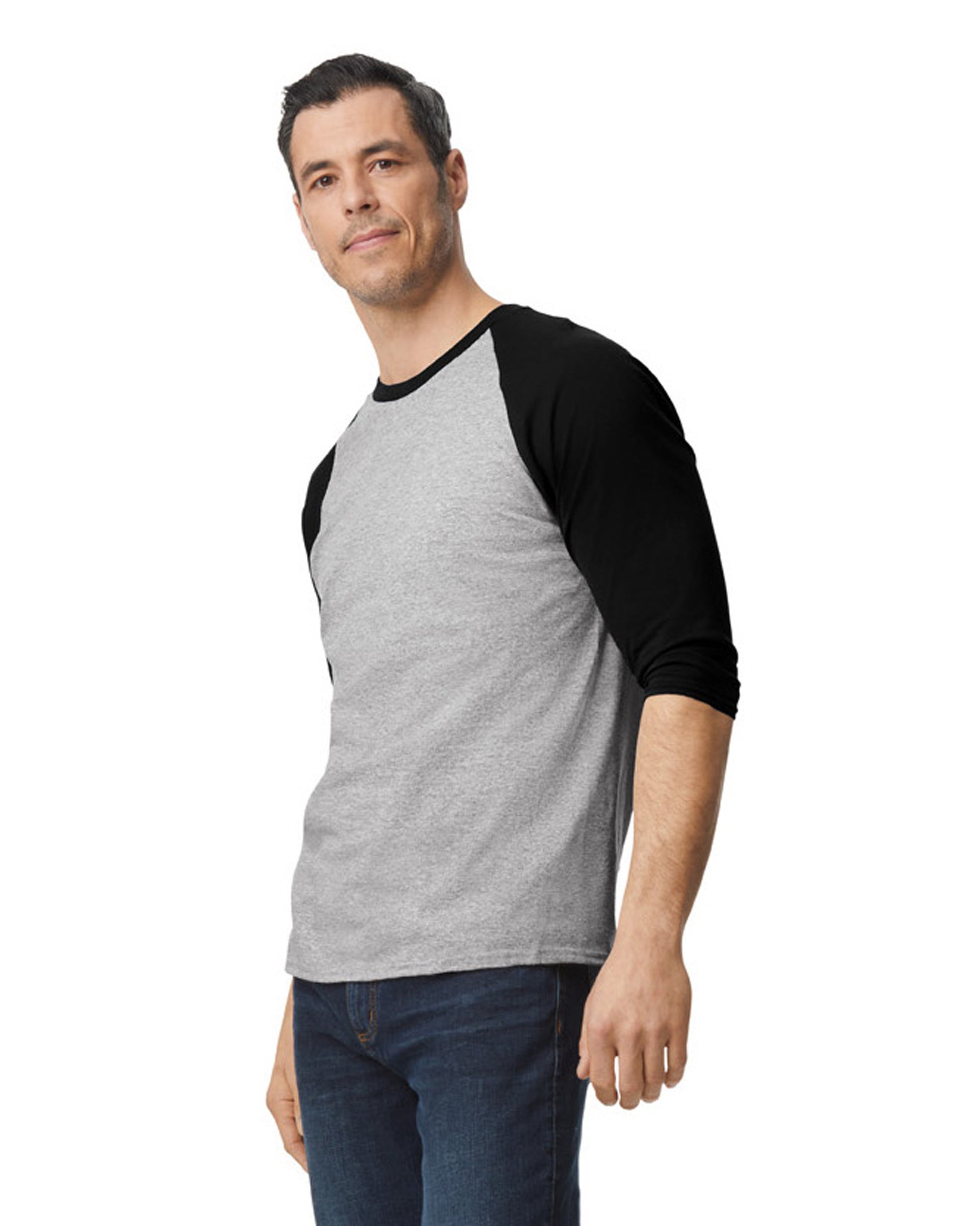 Unisex Heavy Cotton��� 3/4-Raglan Sleeve T-Shirt - Sport Gray / Black