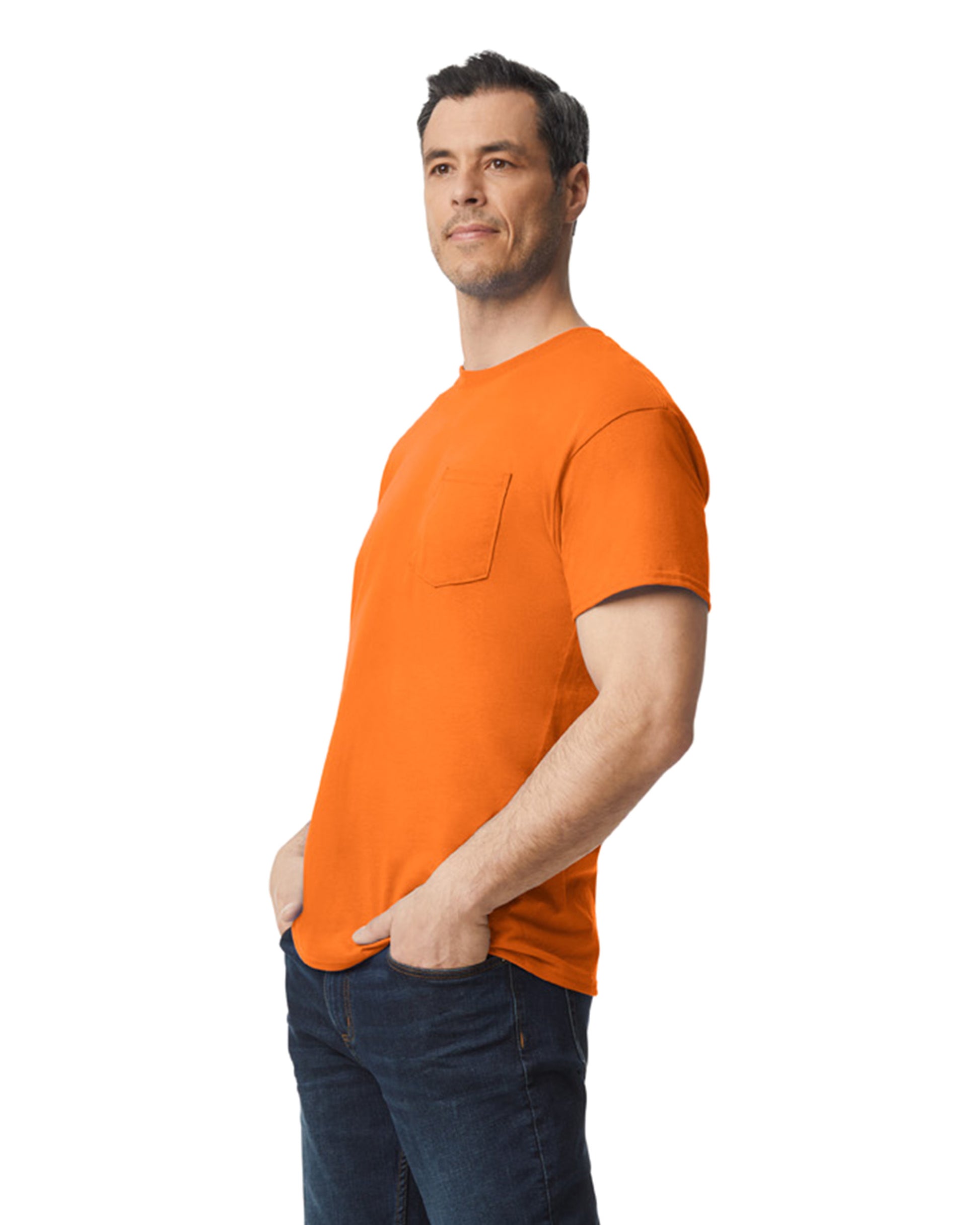 Unisex 50/50 Pocket T-Shirt - S Orange