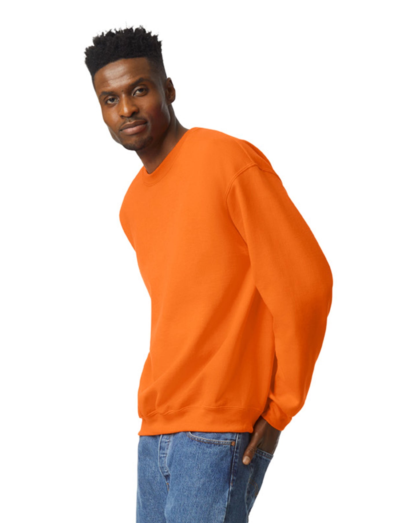 Unisex Heavy Blend��� 50/50 Fleece Crew - High Viz Safety Orange