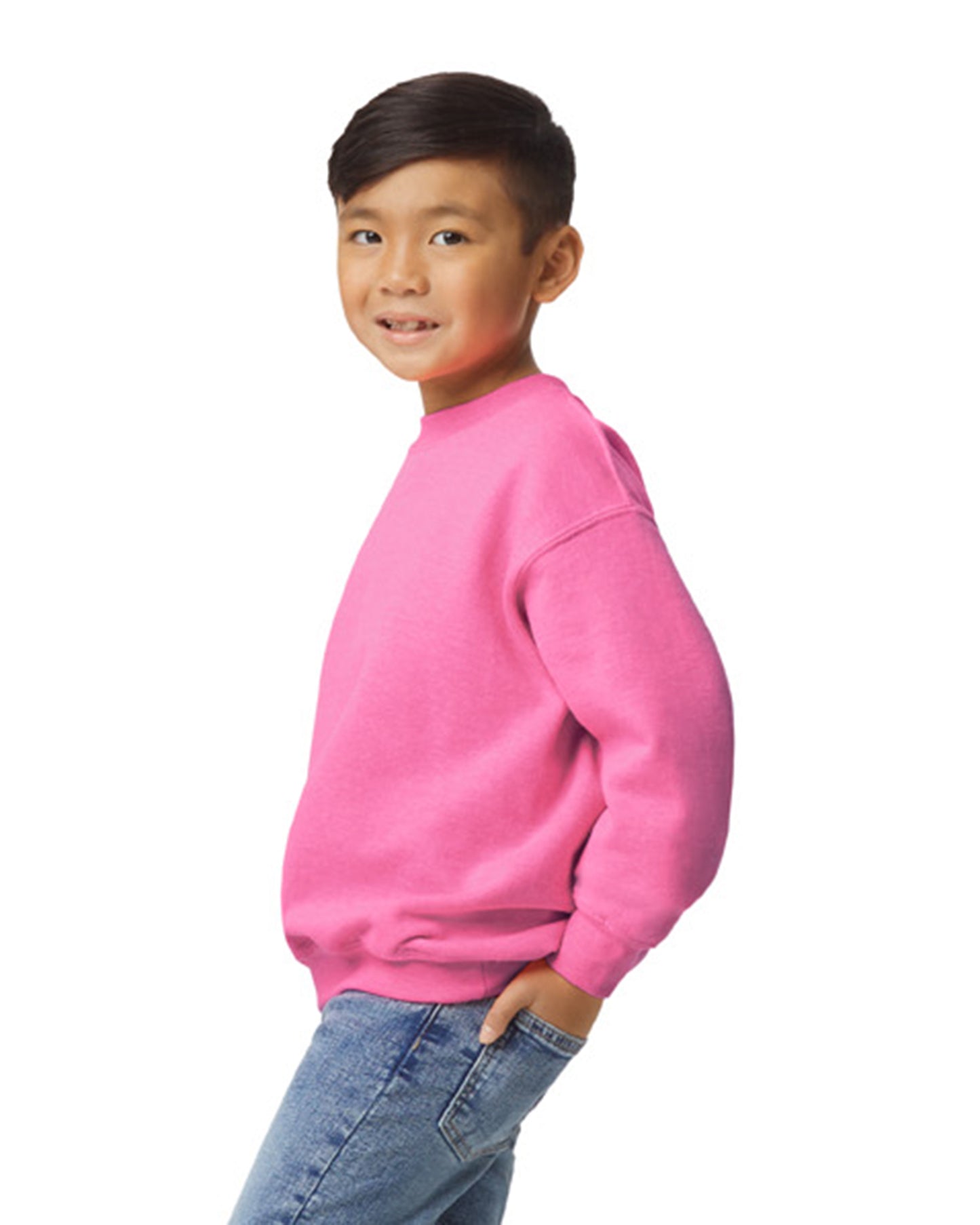 Youth Heavy Blend��� 50/50 Fleece Crew - Safety Pink