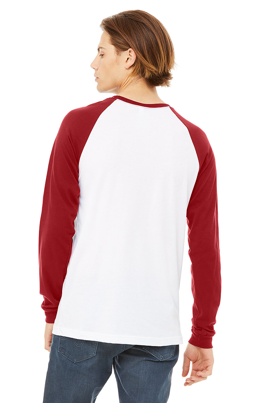 Men's Jersey Long-Sleeve Baseball T-Shirt - White / Canvas Red