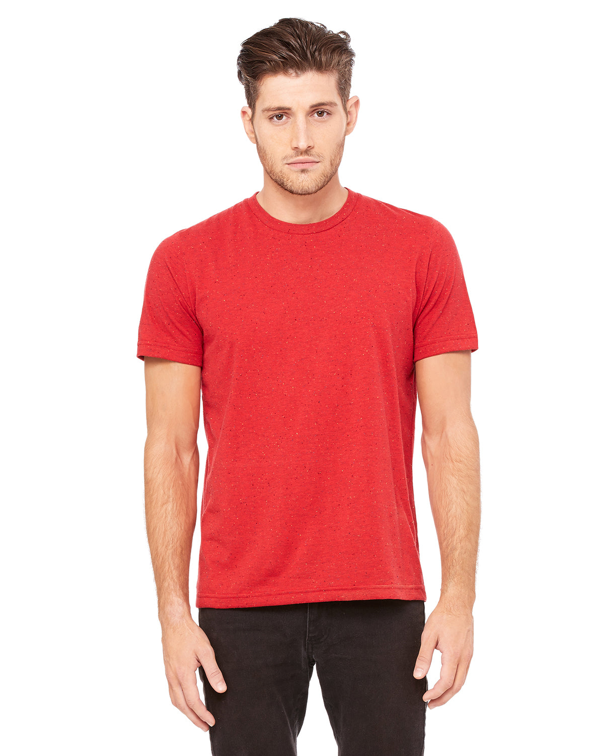 Unisex Poly-Cotton Short-Sleeve T-Shirt - Red Speckled