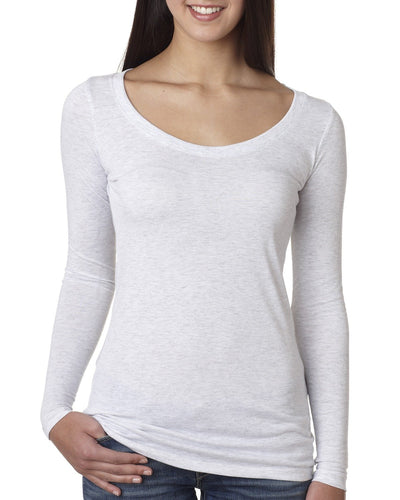 Women's Triblend Long-Sleeve Scoop - Heather White