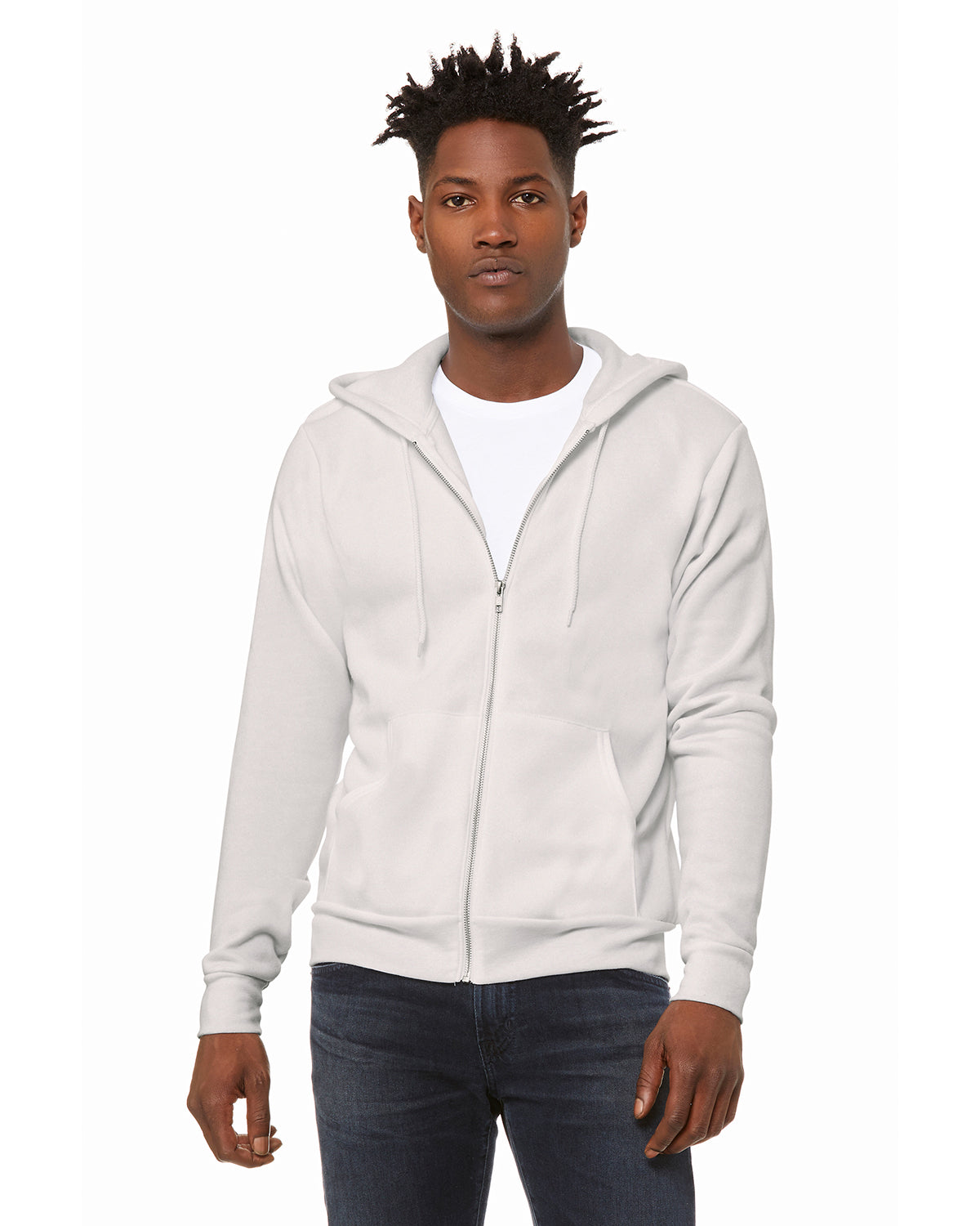 Unisex Poly-Cotton Sponge Fleece Full-Zip Hoodie - Vintage White
