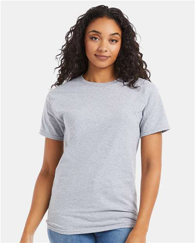 Hanes 5280 Light Steel — on model front