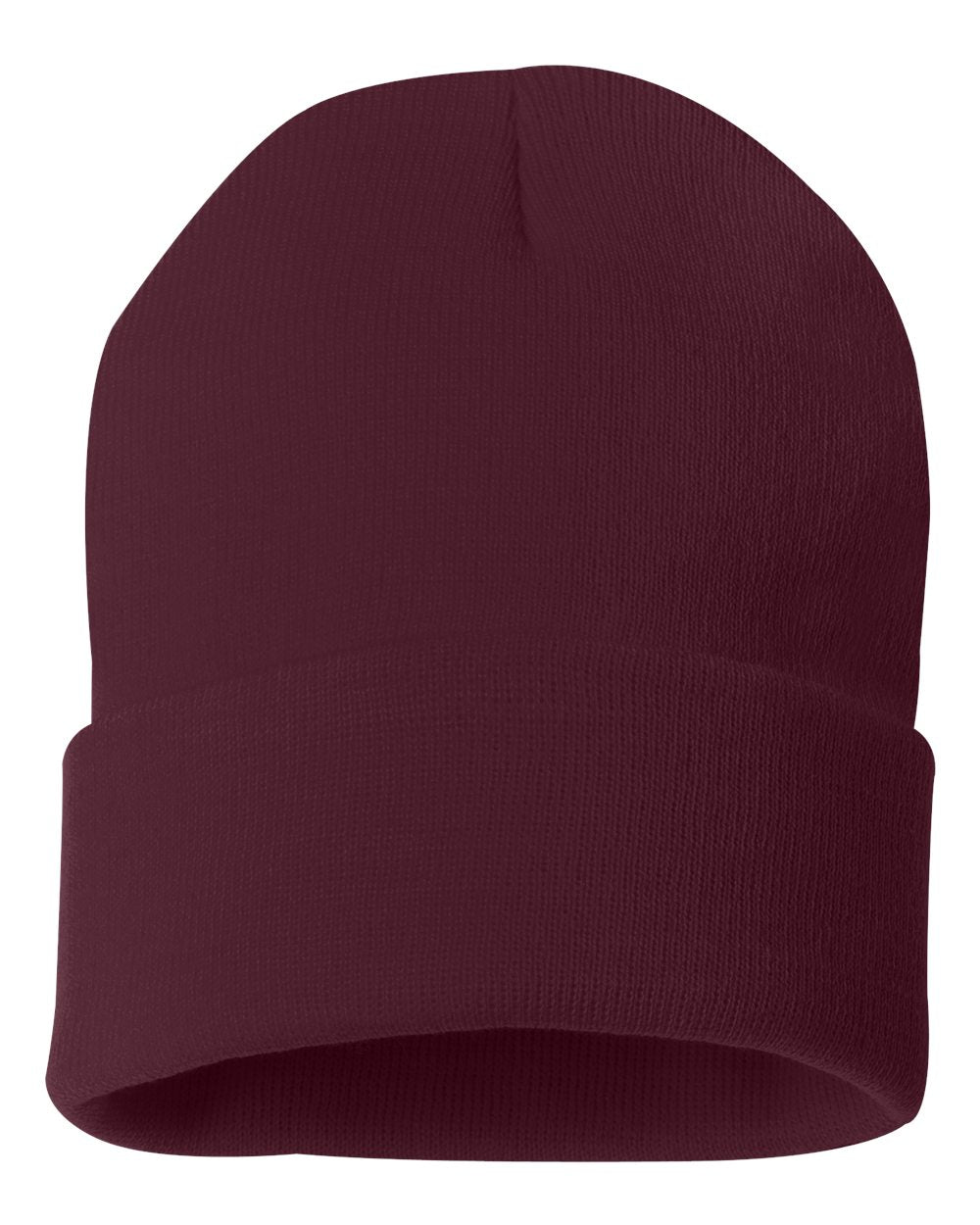 12" Solid Knit Beanie - Maroon