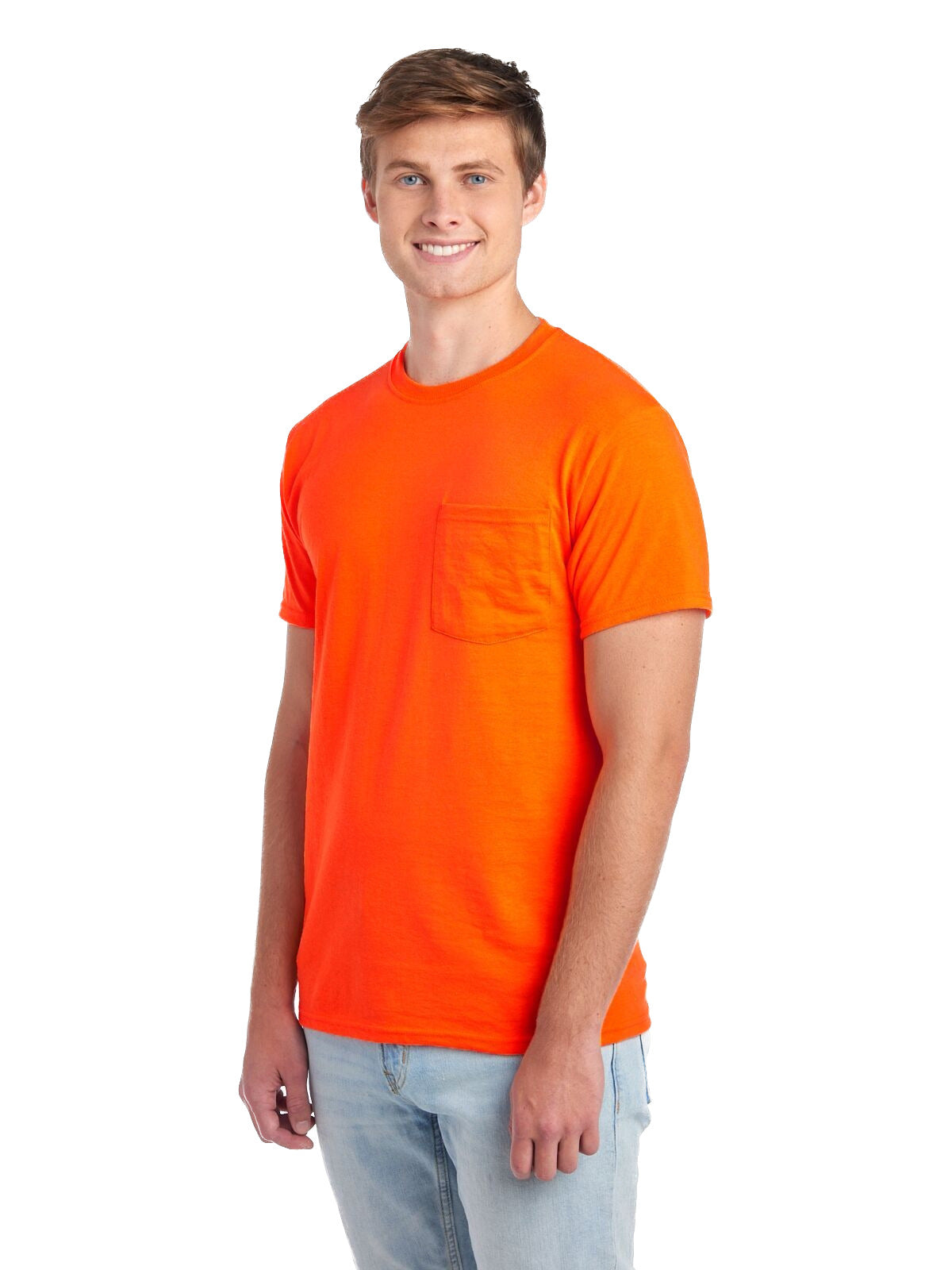 Unisex DRI-POWER® ACTIVE Pocket T-Shirt - High Viz Safety Orange