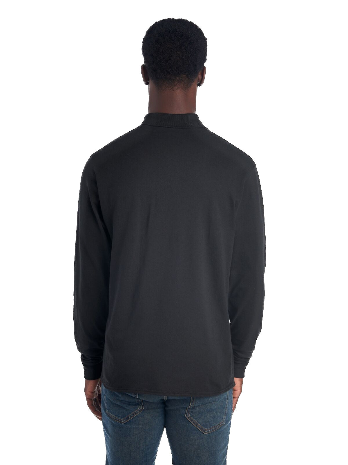 Unisex SpotShield™ Long-Sleeve Jersey Polo - Black