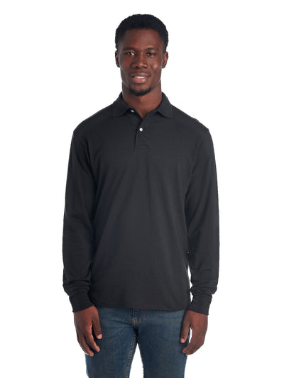 Unisex SpotShield™ Long-Sleeve Jersey Polo - Black
